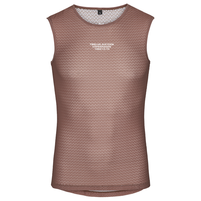 Brown sleeveless athletic shirt with mesh design 