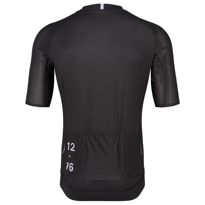 Black cycling jersey with short sleeves 