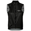 Black Gilet with mesh panels on a white logo
