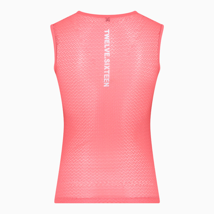Pink sleeveless athletic top with 'TWELVE.SIXTEEN' branding 