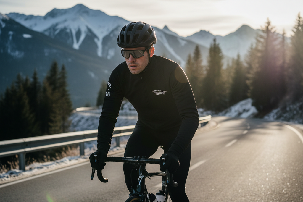 Cyclist in Sky Winter Jacket