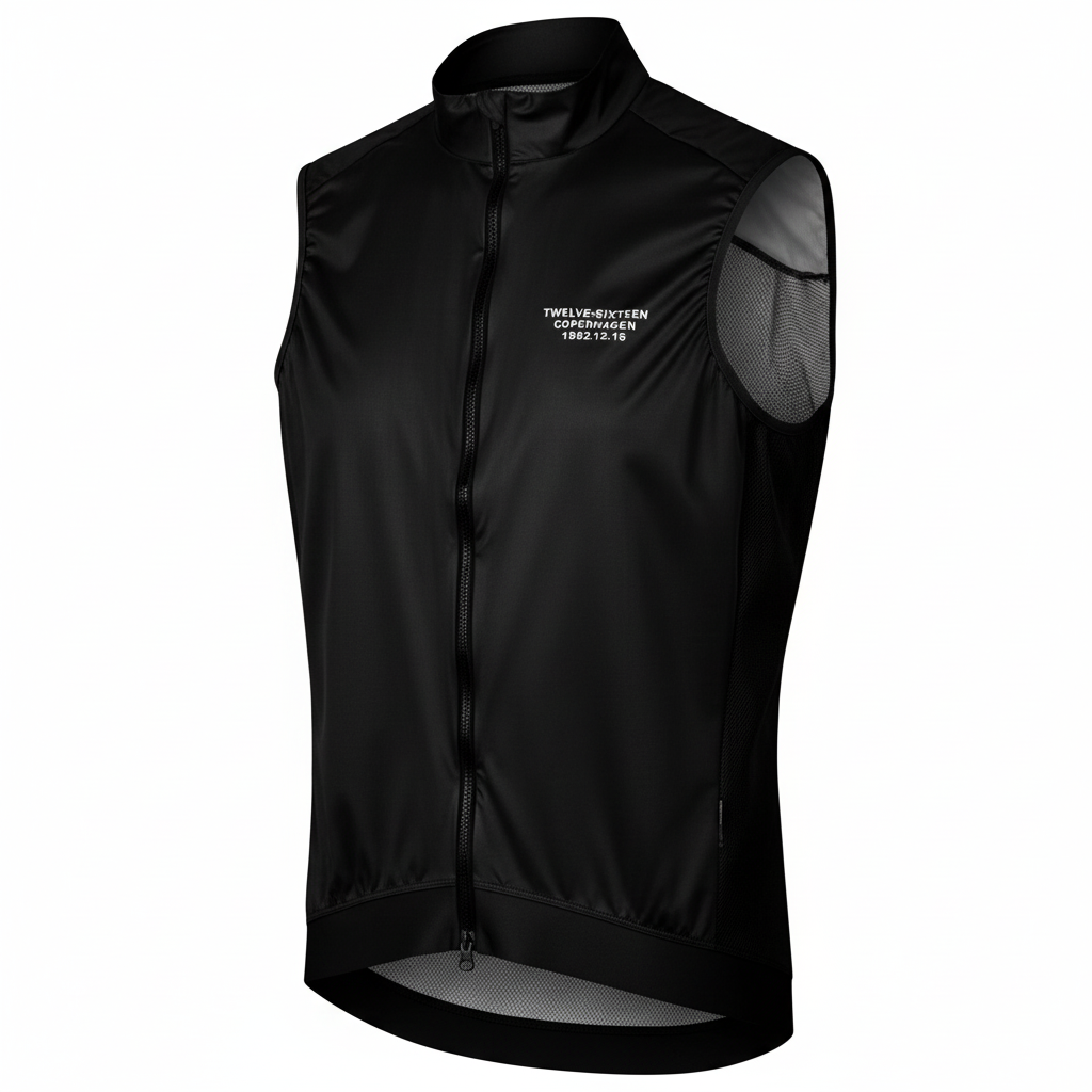 Black cycling vest from TwelveSixteen
